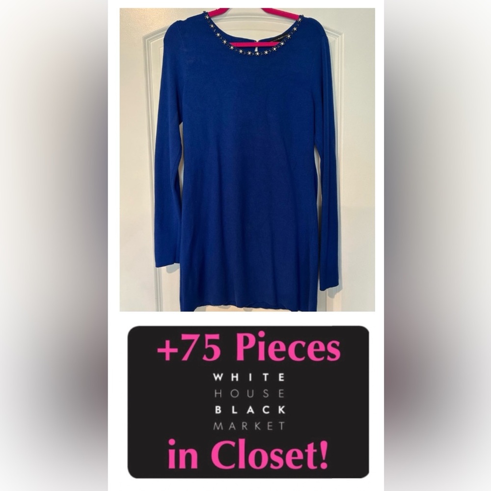 WHBM Royal Blue Jeweled Tunic Top